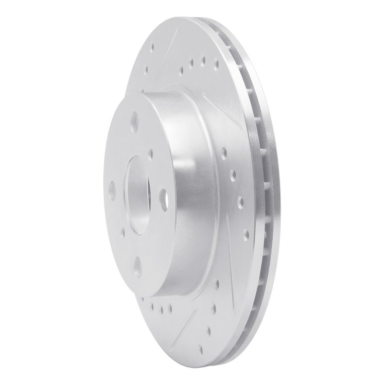 E-Line Drilled & Slotted Silver Brake Rotor, 1985-1988 Fits Multiple Makes/Models, Position: Front Left