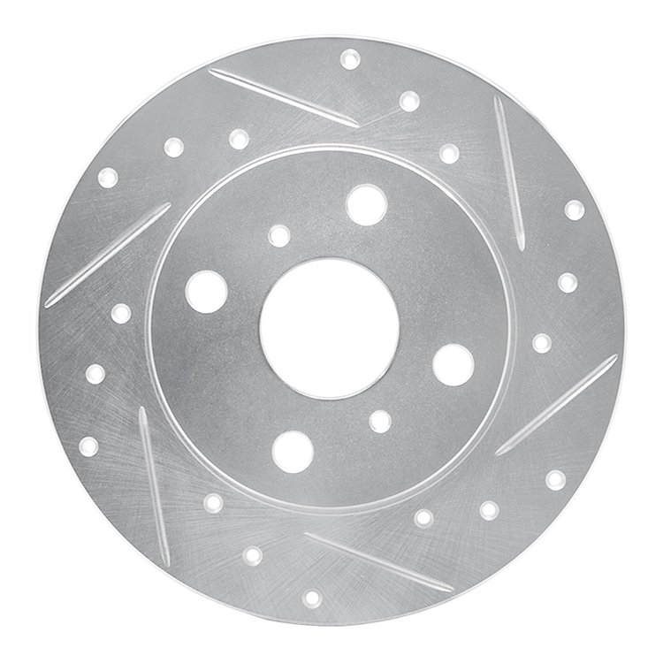 E-Line Drilled & Slotted Silver Brake Rotor, 1985-1986 Lexus/Toyota/Scion, Position: Rear Right