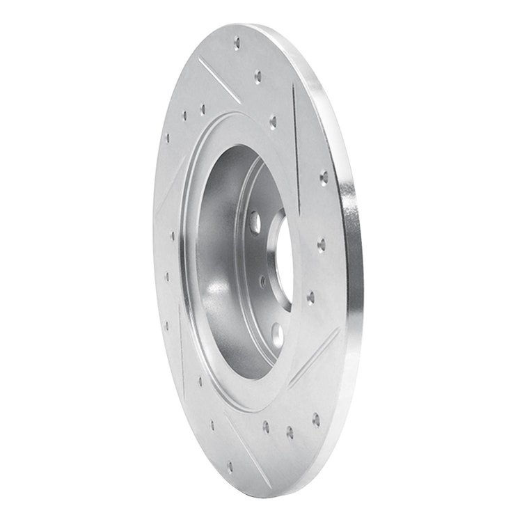 E-Line Drilled & Slotted Silver Brake Rotor, 1987-1989 Lexus/Toyota/Scion, Position: Rear Left