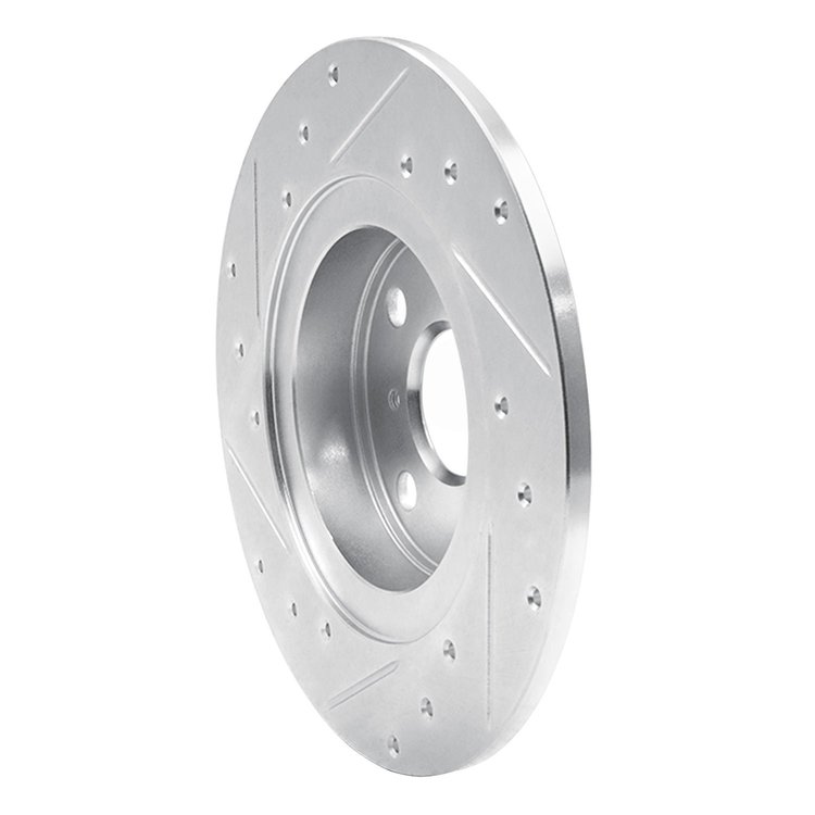 E-Line Drilled & Slotted Silver Brake Rotor, 1987-1989 Lexus/Toyota/Scion, Position: Rear Right