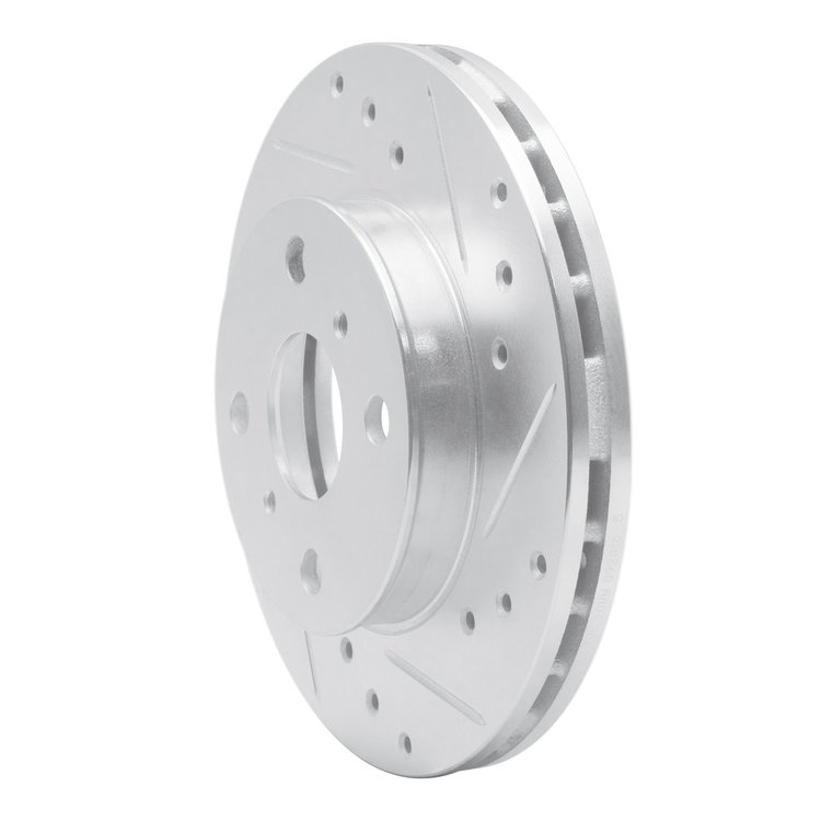 E-Line Drilled & Slotted Silver Brake Rotor, 1990-1991 Lexus/Toyota/Scion, Position: Front Right