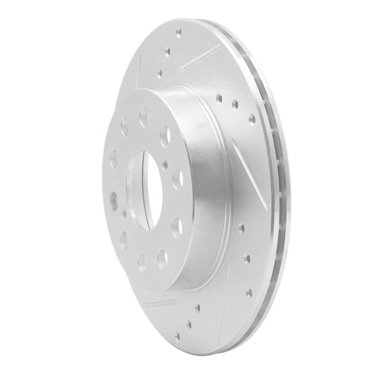E-Line Drilled & Slotted Silver Brake Rotor, 1991-1995 Lexus/Toyota/Scion, Position: Rear Left