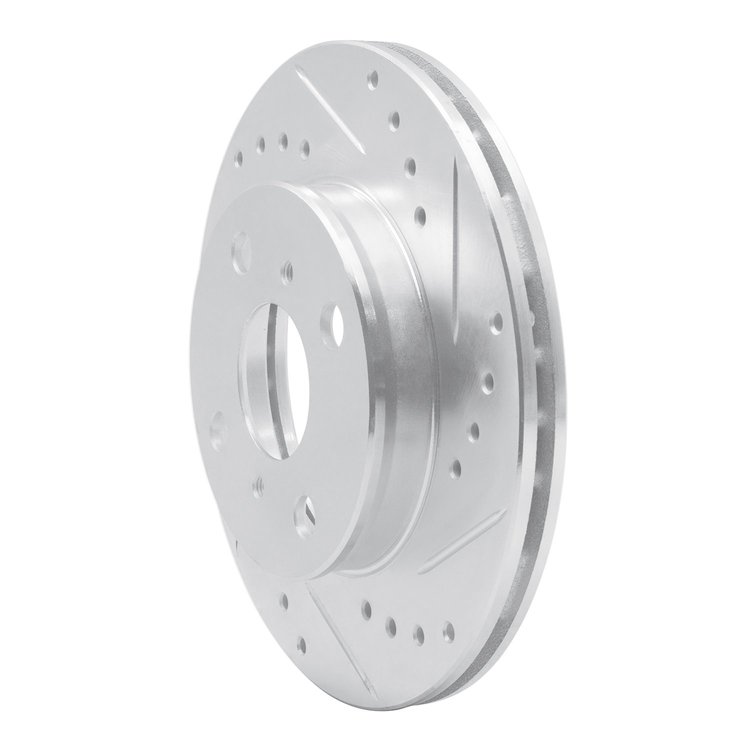 E-Line Drilled & Slotted Silver Brake Rotor, 1991-1999 Lexus/Toyota/Scion, Position: Front Right