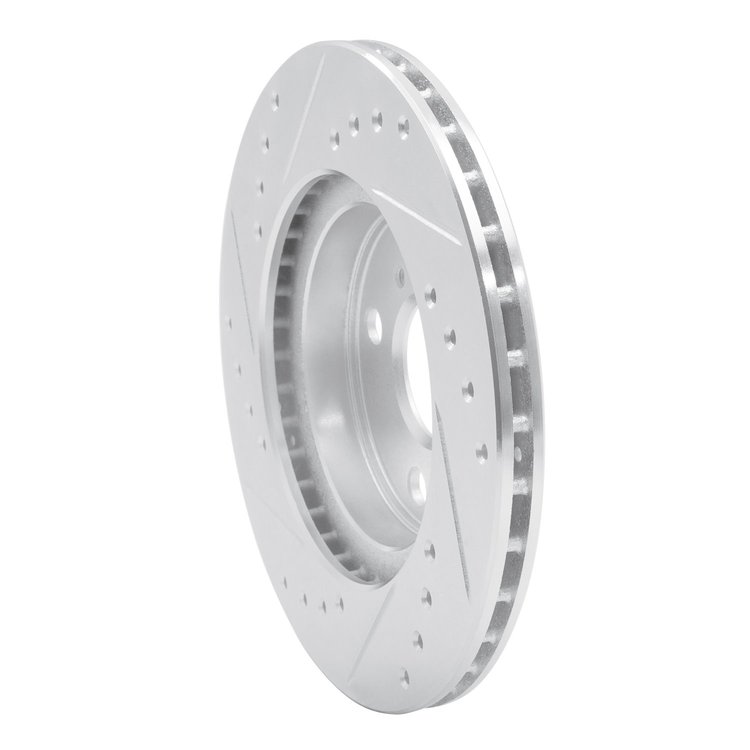E-Line Drilled & Slotted Silver Brake Rotor, 1992-1995 Lexus/Toyota/Scion, Position: Front Right