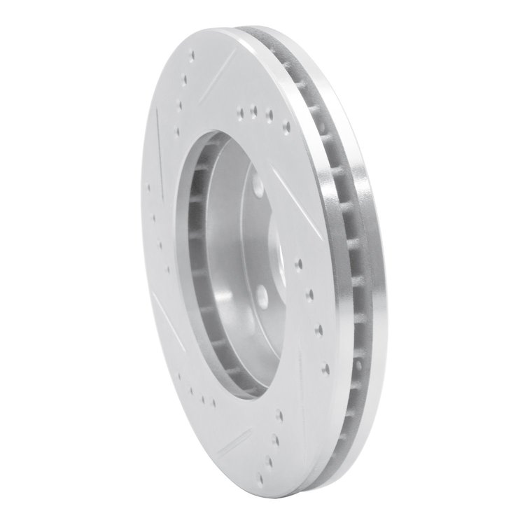E-Line Drilled & Slotted Silver Brake Rotor, 1992-2001 Lexus/Toyota/Scion, Position: Front Right