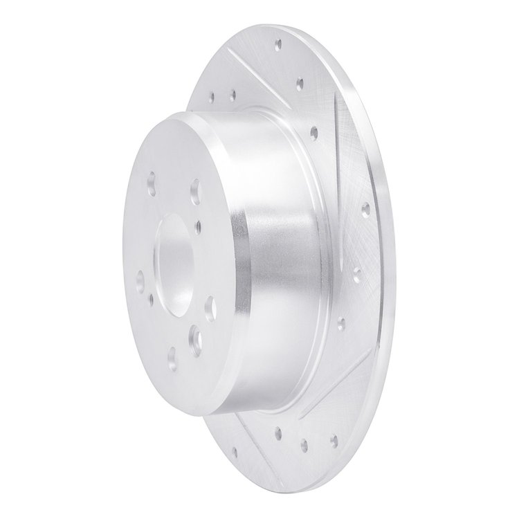 E-Line Drilled & Slotted Silver Brake Rotor, 1992-2003 Lexus/Toyota/Scion, Position: Rear Right