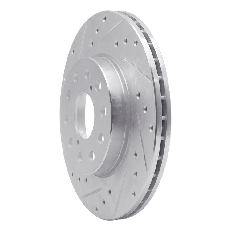 E-Line Drilled & Slotted Silver Brake Rotor, 1992-1995 Lexus/Toyota/Scion, Position: Rear Left