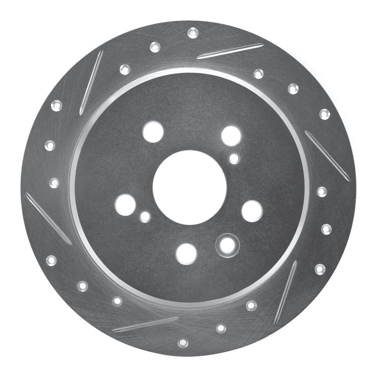 E-Line Drilled & Slotted Silver Brake Rotor, 1994-1995 Lexus/Toyota/Scion, Position: Rear Left