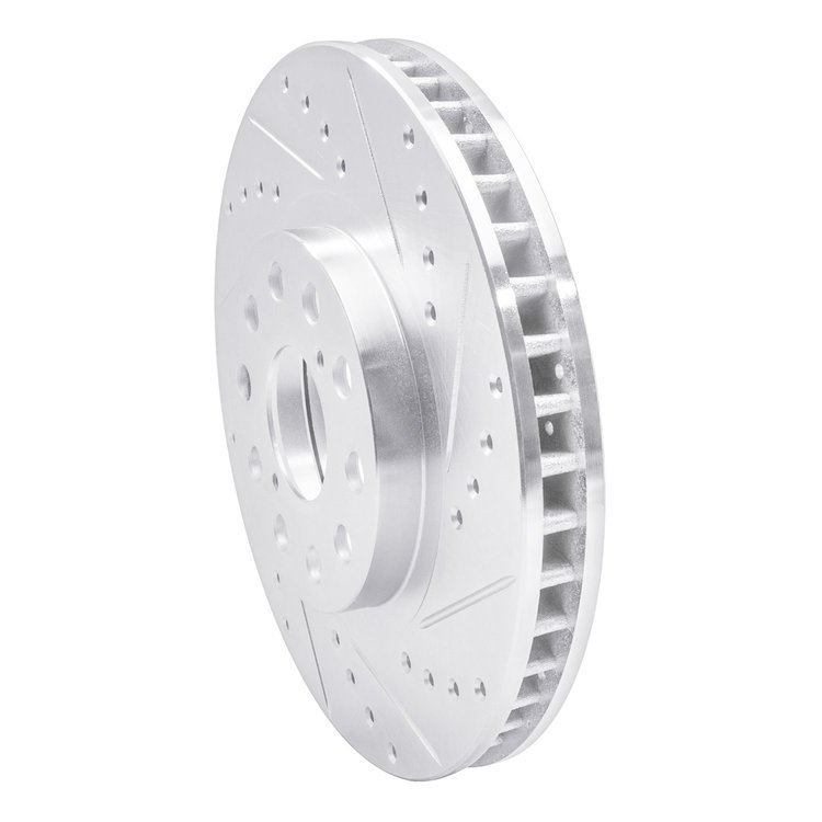 E-Line Drilled & Slotted Silver Brake Rotor, 1993-1998 Lexus/Toyota/Scion, Position: Front Right