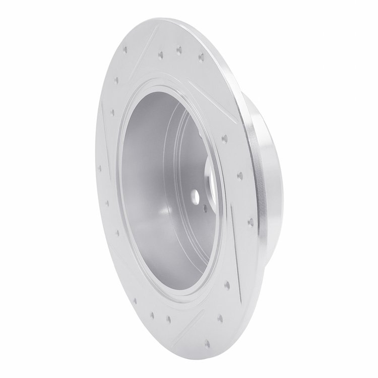 E-Line Drilled & Slotted Silver Brake Rotor, 1995-1999 Lexus/Toyota/Scion, Position: Rear Right