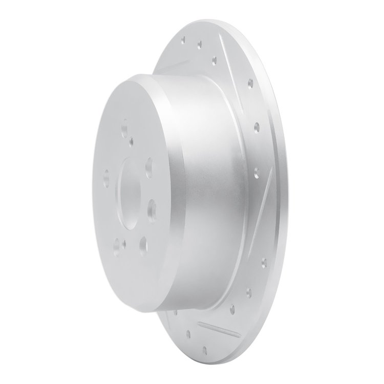 E-Line Drilled & Slotted Silver Brake Rotor, 1996-1999 Lexus/Toyota/Scion, Position: Rear Right