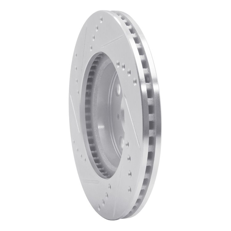 E-Line Drilled & Slotted Silver Brake Rotor, 2006-2019 Lexus/Toyota/Scion, Position: Front Right