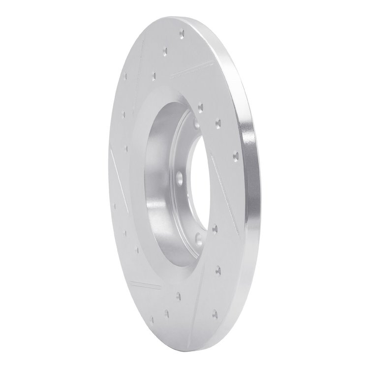 E-Line Drilled & Slotted Silver Brake Rotor, 1975-1983 Lexus/Toyota/Scion, Position: Front Right