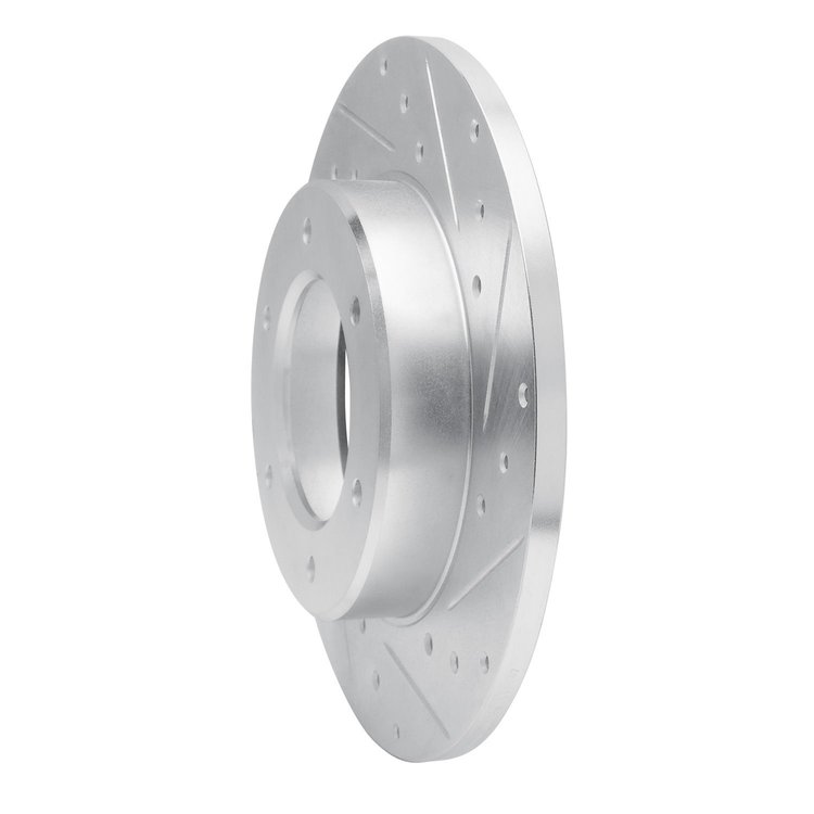 E-Line Drilled & Slotted Silver Brake Rotor, 1979-1980 Lexus/Toyota/Scion, Position: Front Right