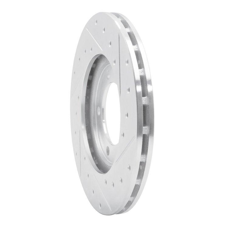 E-Line Drilled & Slotted Silver Brake Rotor, 1979-1983 Lexus/Toyota/Scion, Position: Front Left