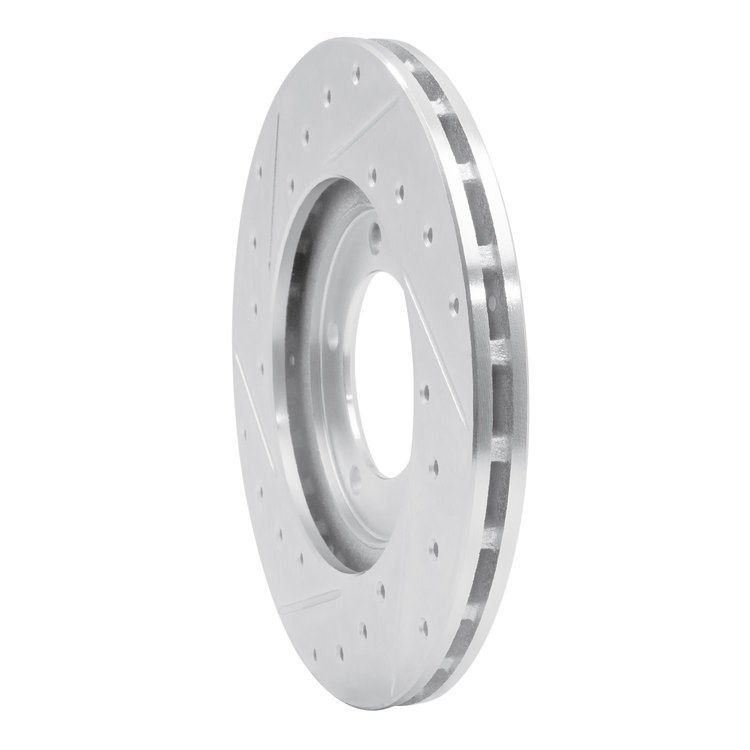 E-Line Drilled & Slotted Silver Brake Rotor, 1979-1983 Lexus/Toyota/Scion, Position: Front Right