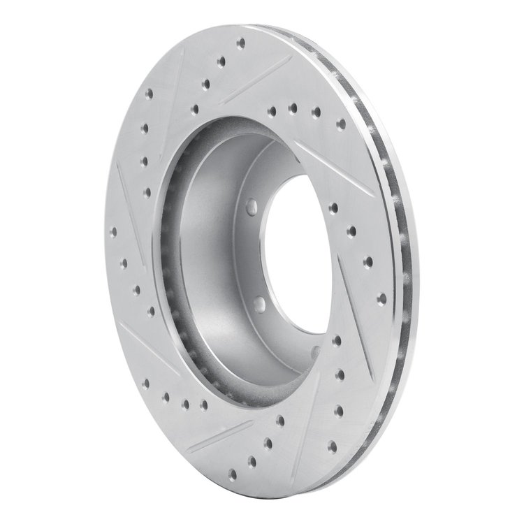 E-Line Drilled & Slotted Silver Brake Rotor, 1986-1995 Lexus/Toyota/Scion, Position: Front Right