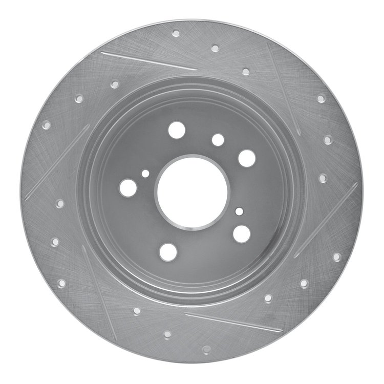 E-Line Drilled & Slotted Silver Brake Rotor, 1999-2003 Lexus/Toyota/Scion, Position: Rear Left