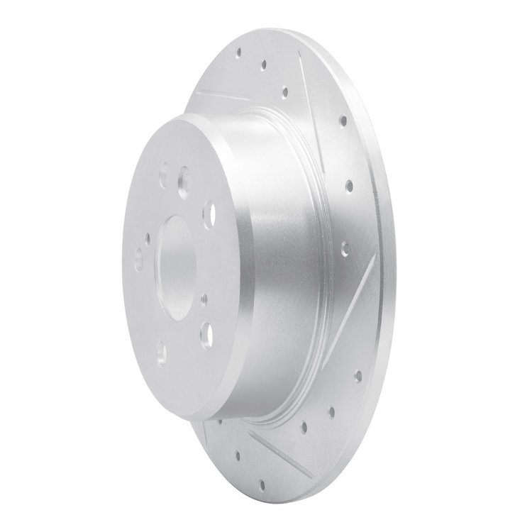 E-Line Drilled & Slotted Silver Brake Rotor, 1999-2003 Lexus/Toyota/Scion, Position: Rear Right