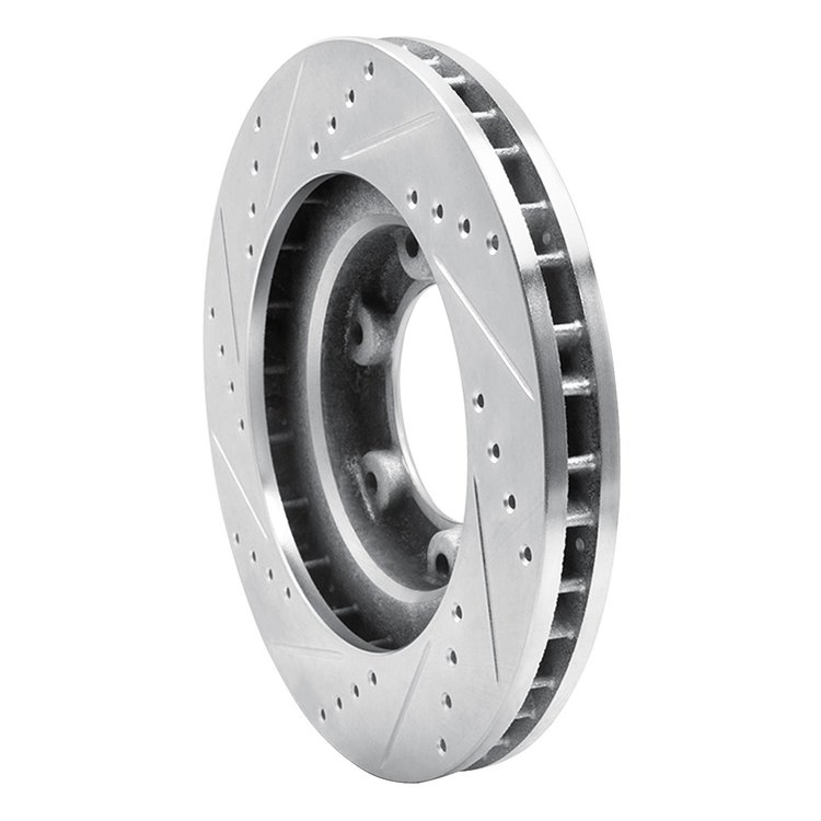 E-Line Drilled & Slotted Silver Brake Rotor, 1993-1997 Lexus/Toyota/Scion, Position: Front Right