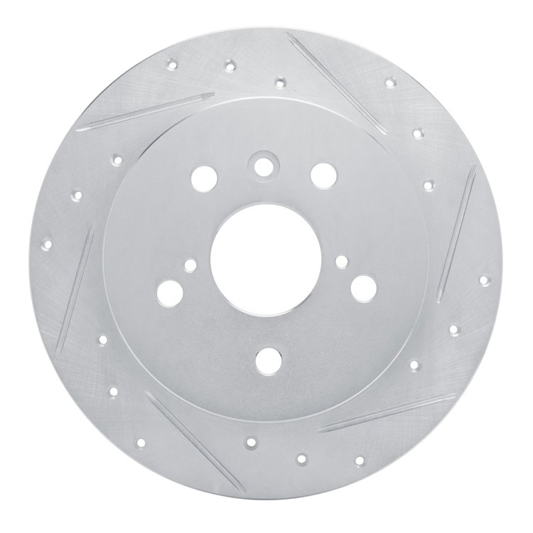 E-Line Drilled & Slotted Silver Brake Rotor, Fits Select Lexus/Toyota/Scion, Position: Rear Right