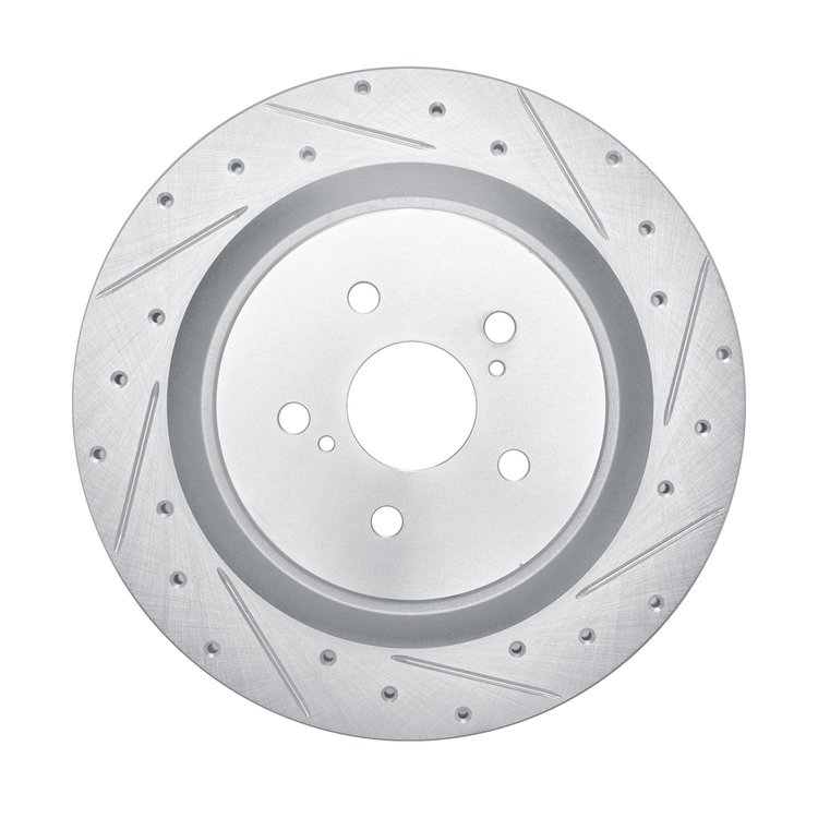 E-Line Drilled & Slotted Silver Brake Rotor, Fits Select Lexus/Toyota/Scion, Position: Rear Right