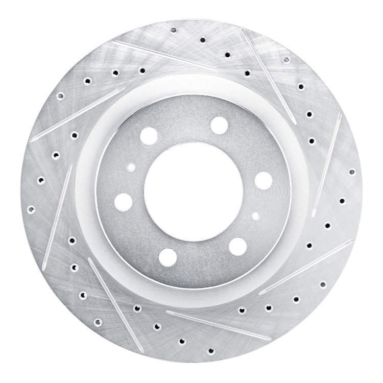 E-Line Drilled & Slotted Silver Brake Rotor, Fits Select Lexus/Toyota/Scion, Position: Front Right