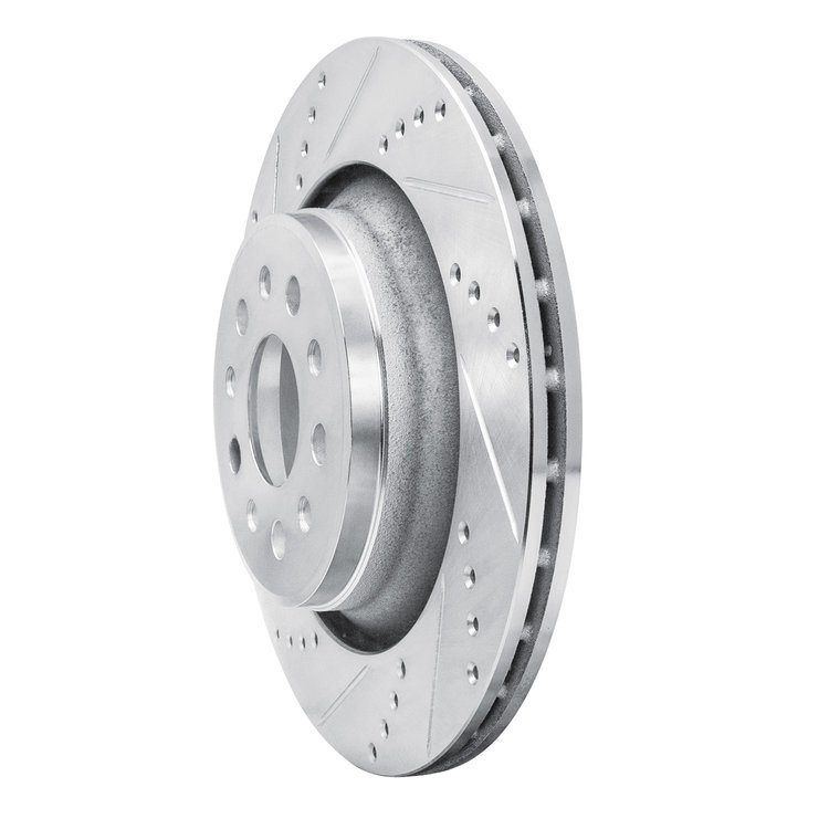 E-Line Drilled & Slotted Silver Brake Rotor, 2017-2020 Maserati, Position: Rear Left