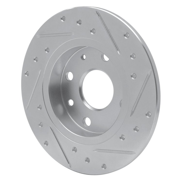 E-Line Drilled & Slotted Silver Brake Rotor, 1990-1993 Ford/Lincoln/Mercury/Mazda, Position: Rear Left