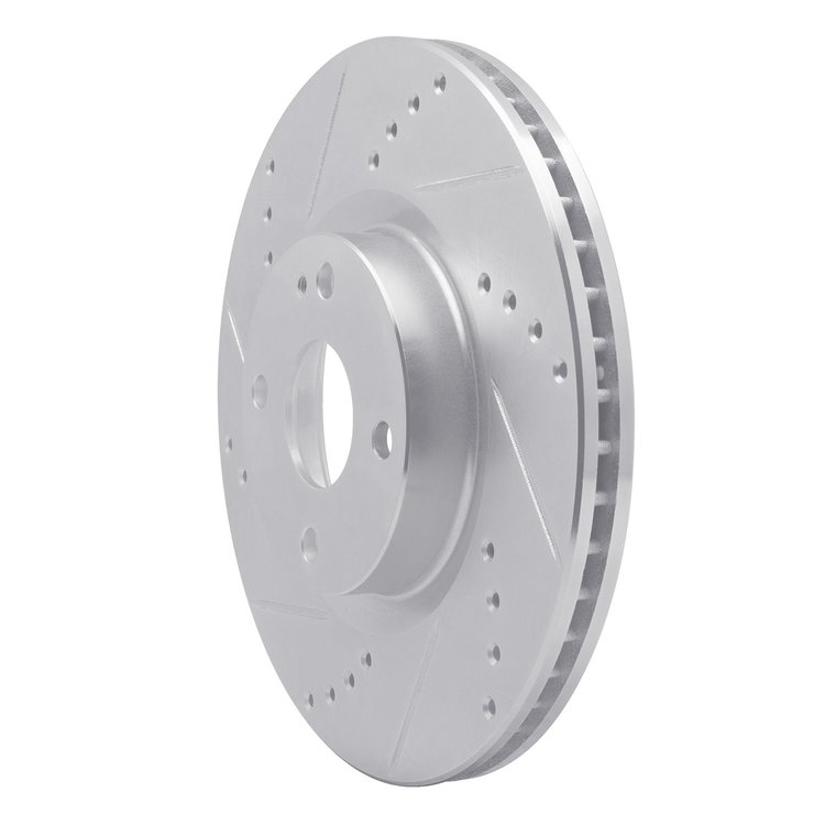 E-Line Drilled & Slotted Silver Brake Rotor, Fits Select Fits Multiple Makes/Models, Position: Front Left