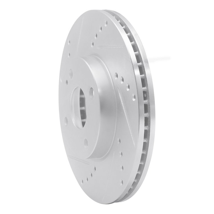 E-Line Drilled & Slotted Silver Brake Rotor, 2016-2020 Fits Multiple Makes/Models, Position: Front Left