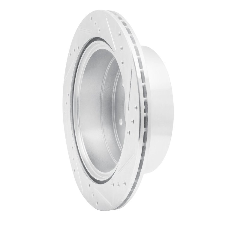 E-Line Drilled & Slotted Silver Brake Rotor, 2015-2017 Mitsubishi, Position: Rear Left