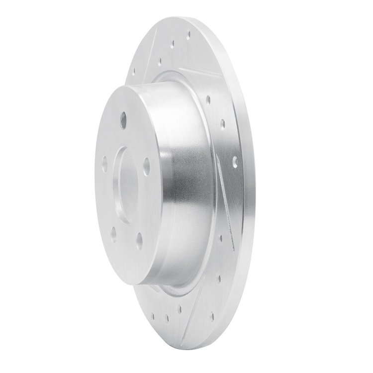 E-Line Drilled & Slotted Silver Brake Rotor, 2008-2012 Renault, Position: Rear Left