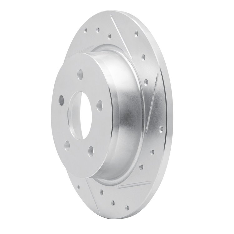 E-Line Drilled & Slotted Silver Brake Rotor, 2008-2012 Renault, Position: Rear Right