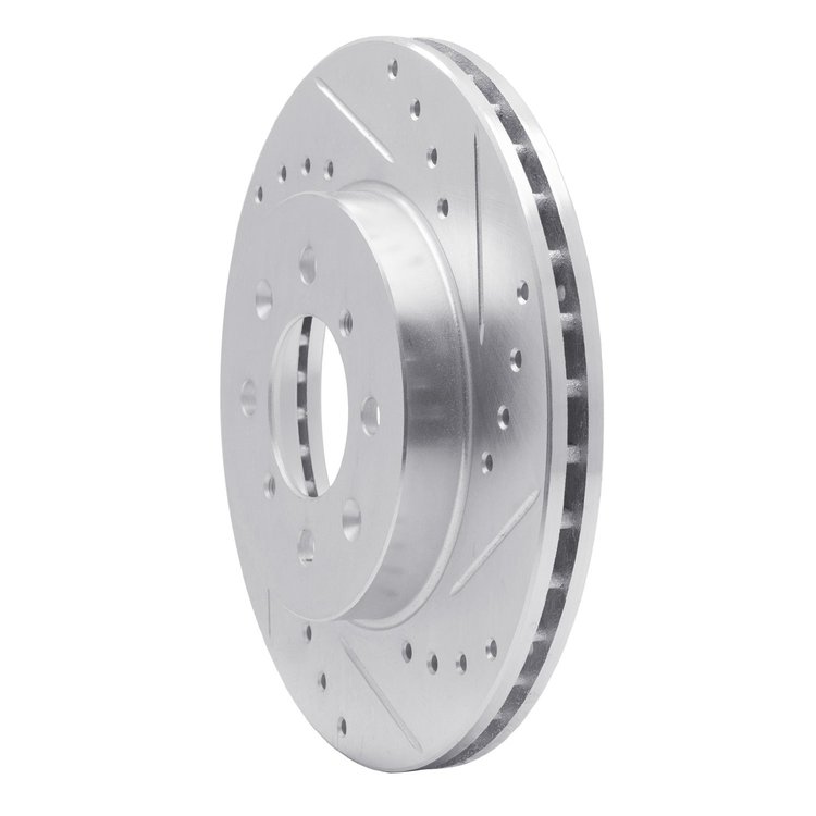 E-Line Drilled & Slotted Silver Brake Rotor, 2006-2011 Mopar, Position: Front Right
