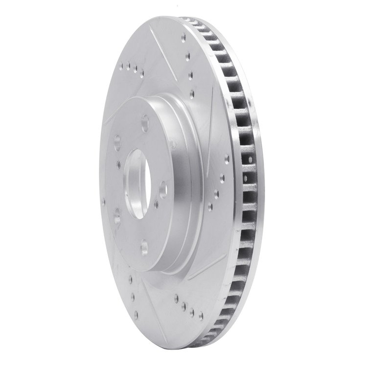 E-Line Drilled & Slotted Silver Brake Rotor, 2008-2012 Renault, Position: Front Right