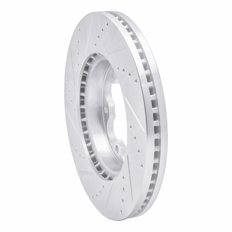 E-Line Drilled & Slotted Silver Brake Rotor, 2003-2006 Renault, Position: Front Right