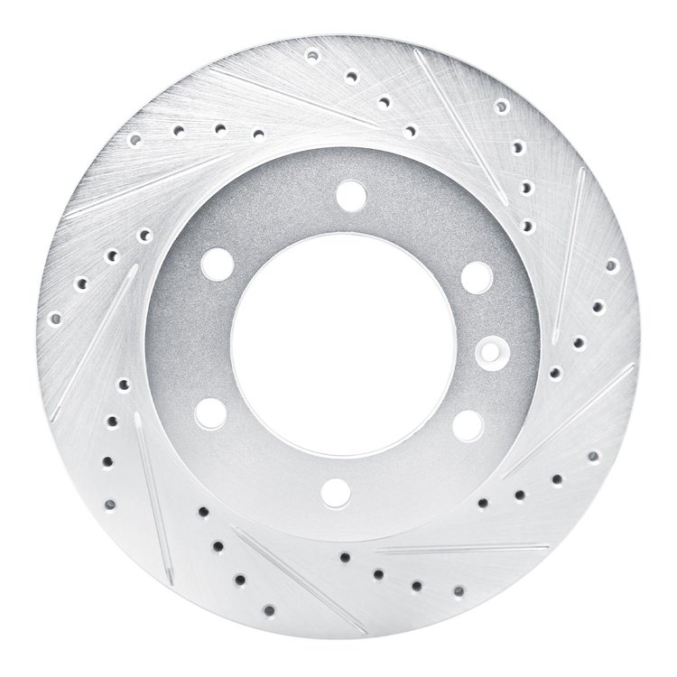 E-Line Drilled & Slotted Silver Brake Rotor, 2016-2017 GM, Position: Front Right