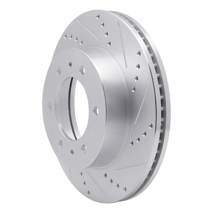E-Line Drilled & Slotted Silver Brake Rotor, 2006-2010 GM, Position: Front Right
