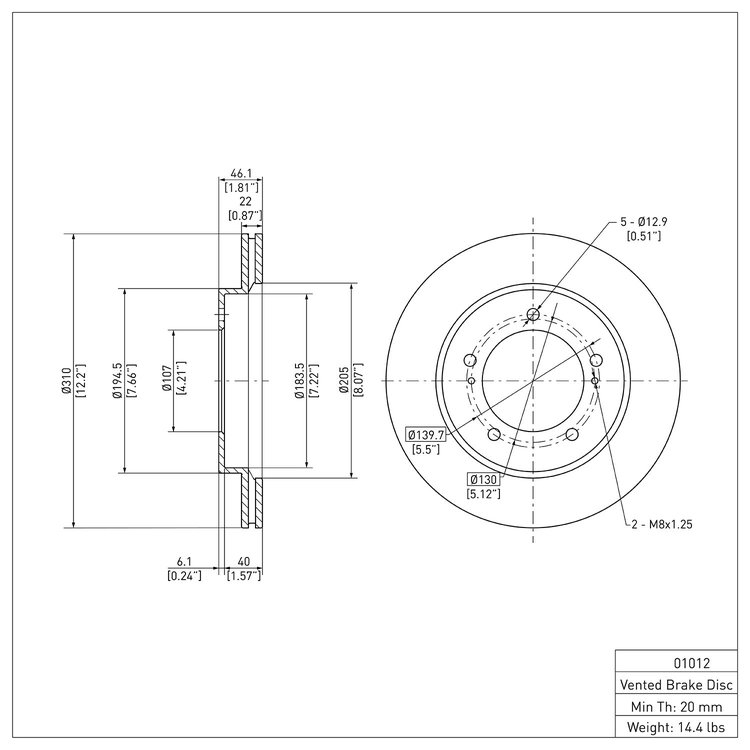 E-Line Blank Brake Rotor, 1996-1998 Suzuki, Position: Front