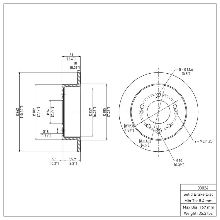 E-Line Blank Brake Rotor, 2007-2010 Kia/Hyundai/Genesis, Position: Rear