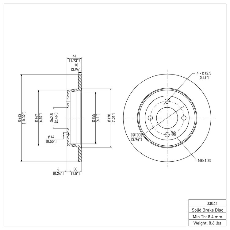 E-Line Blank Brake Rotor, Fits Select Fits Multiple Makes/Models, Position: Rear
