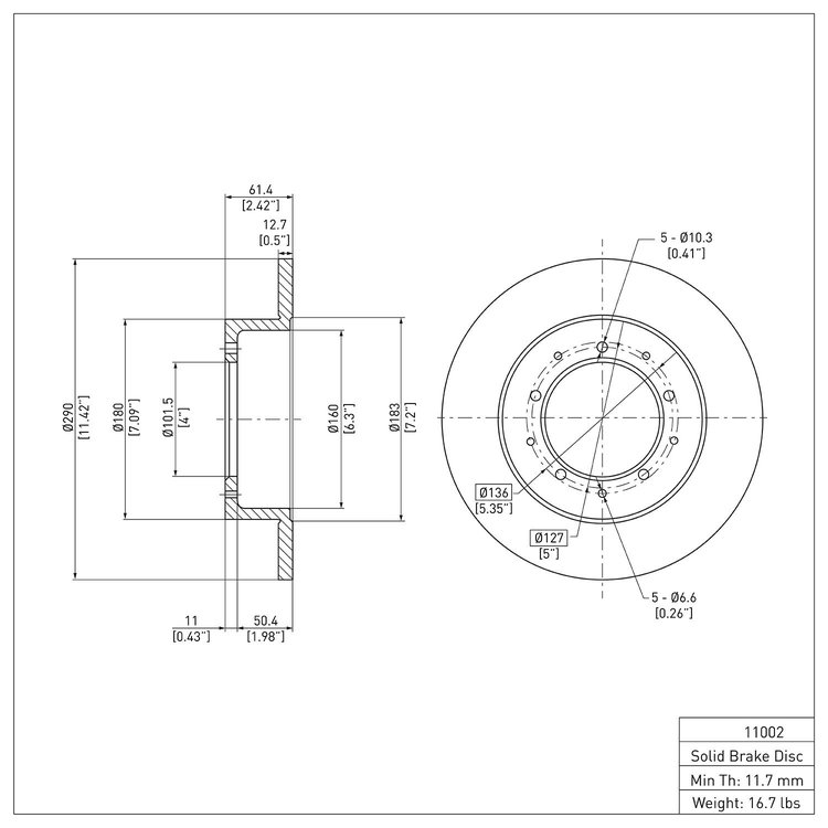 E-Line Blank Brake Rotor, 1974-2016 Land Rover, Position: Rear