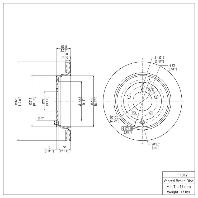 E-Line Blank Brake Rotor, 2005-2007 Land Rover, Position: Rear