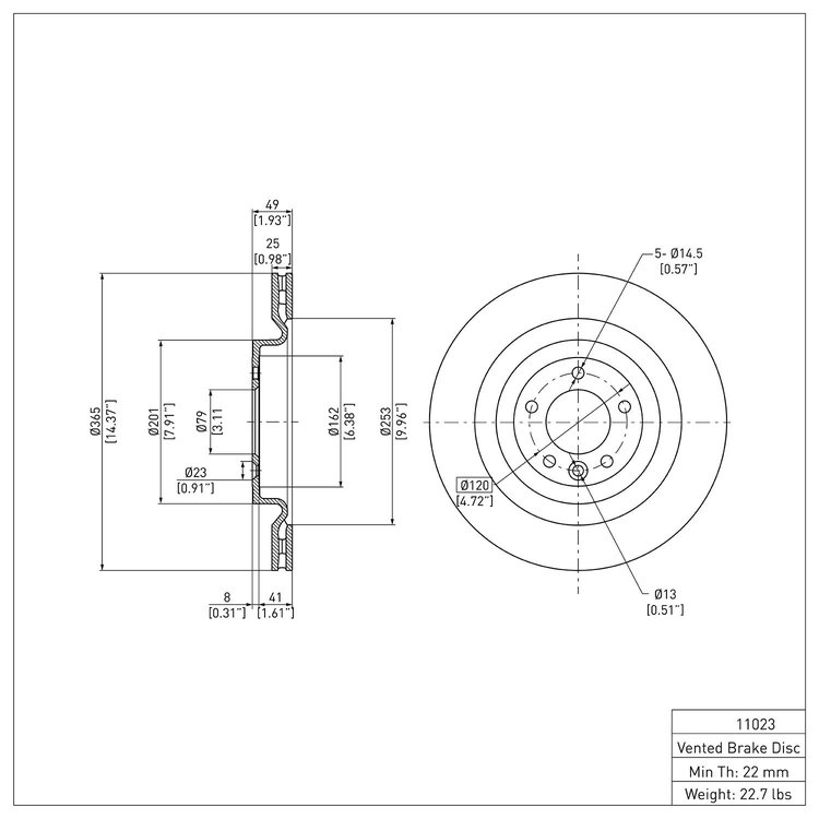 E-Line Blank Brake Rotor, Fits Select Land Rover, Position: Rear