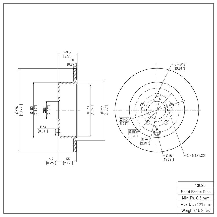 E-Line Blank Brake Rotor, Fits Select Subaru, Position: Rear