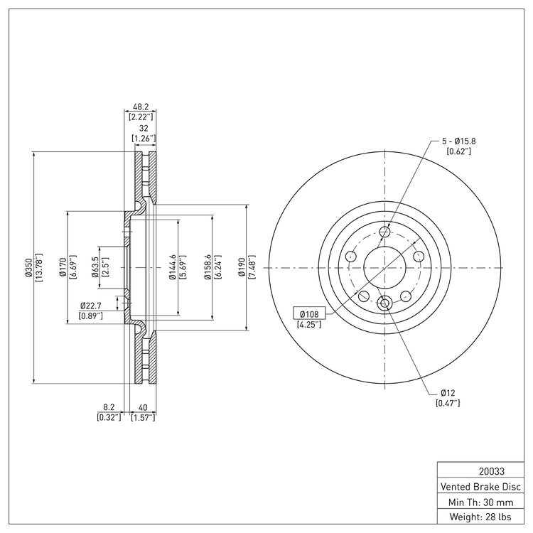E-Line Blank Brake Rotor, 2017-2020 Fits Multiple Makes/Models, Position: Front