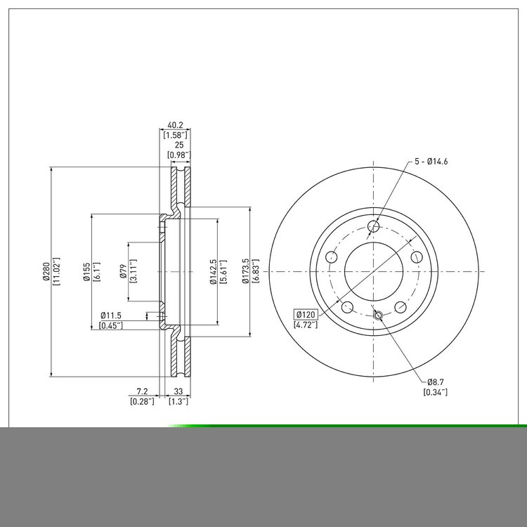E-Line Blank Brake Rotor, 1988-1991 BMW, Position: Front