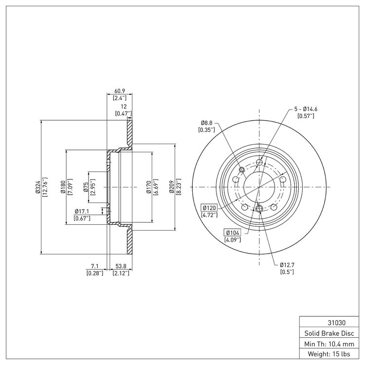 E-Line Blank Brake Rotor, 1991-2001 BMW, Position: Rear