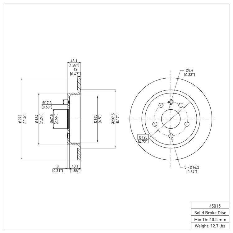 E-Line Blank Brake Rotor, 2011-2016 GM, Position: Rear